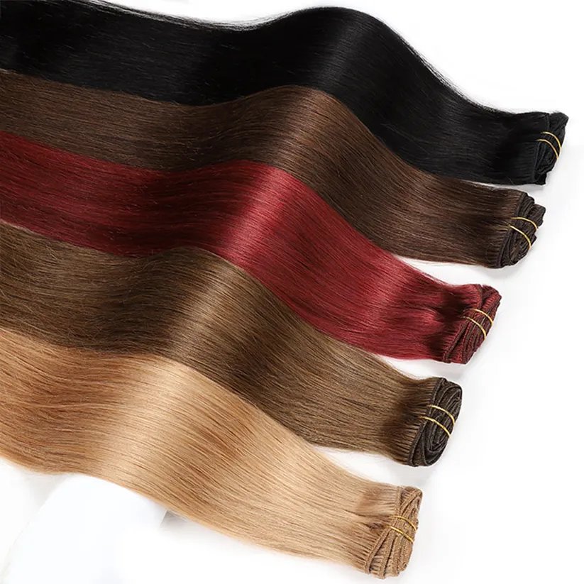 Factory Direct Wholesale 100% Russian Human Hair Extension Clip-In hair extension in Natural and Straight Waves all curl