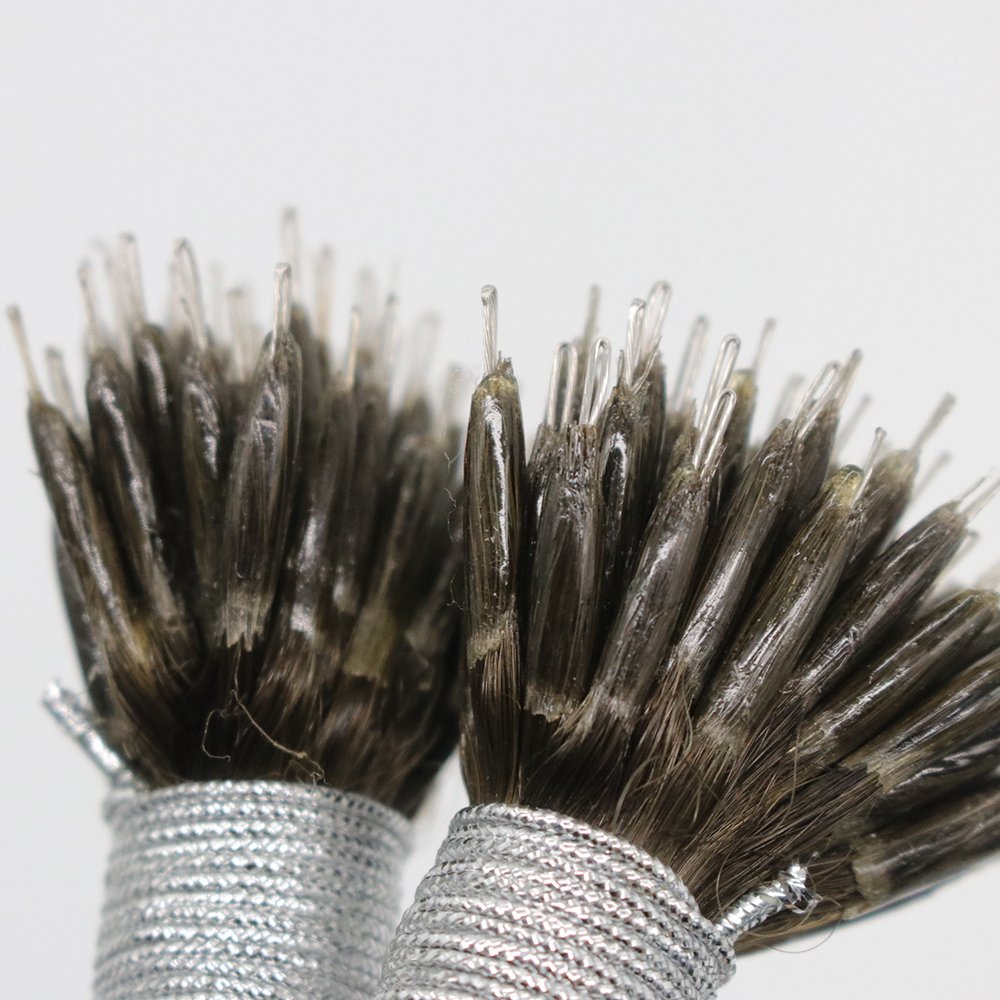 Fangcun Best quality European cuticle Nano ring tip hair 100% remy Human Hair Extensions