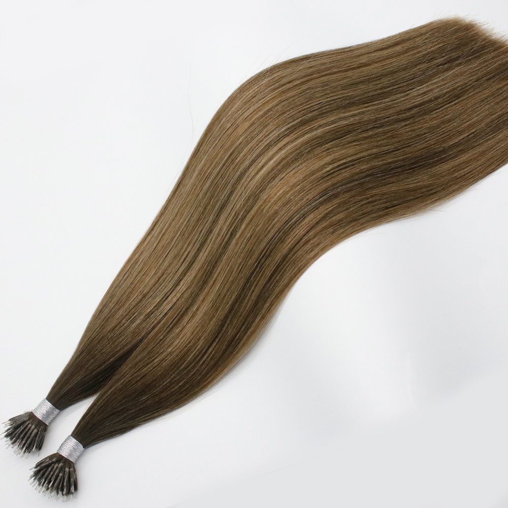 Fangcun Best quality European cuticle Nano ring tip hair 100% remy Human Hair Extensions