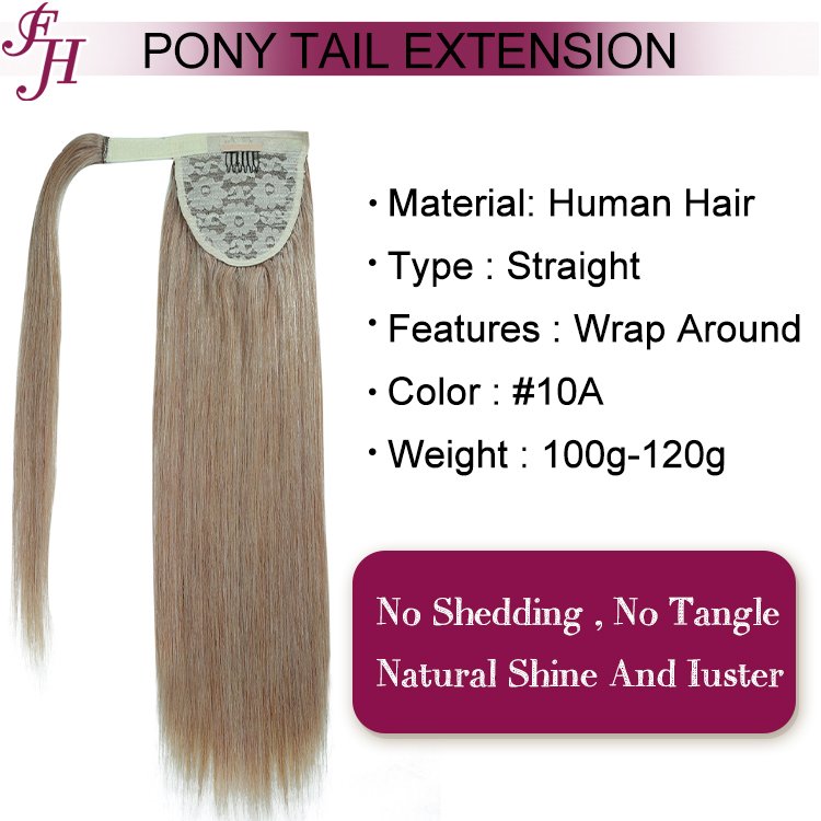 FH hair extensions ponytail new color 100% unprocessed Russian human hair warp around clip in hair ponytail