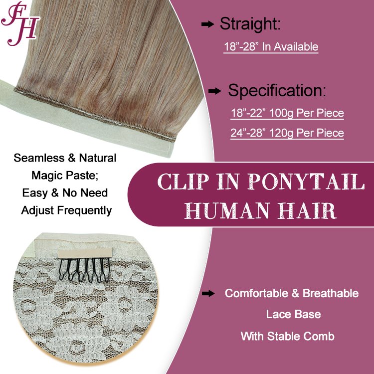 FH hair extensions ponytail new color 100% unprocessed Russian human hair warp around clip in hair ponytail