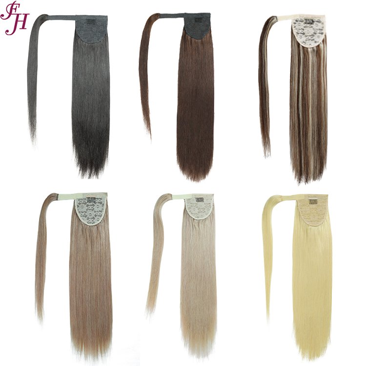 FH hair extensions ponytail new color 100% unprocessed Russian human hair warp around clip in hair ponytail