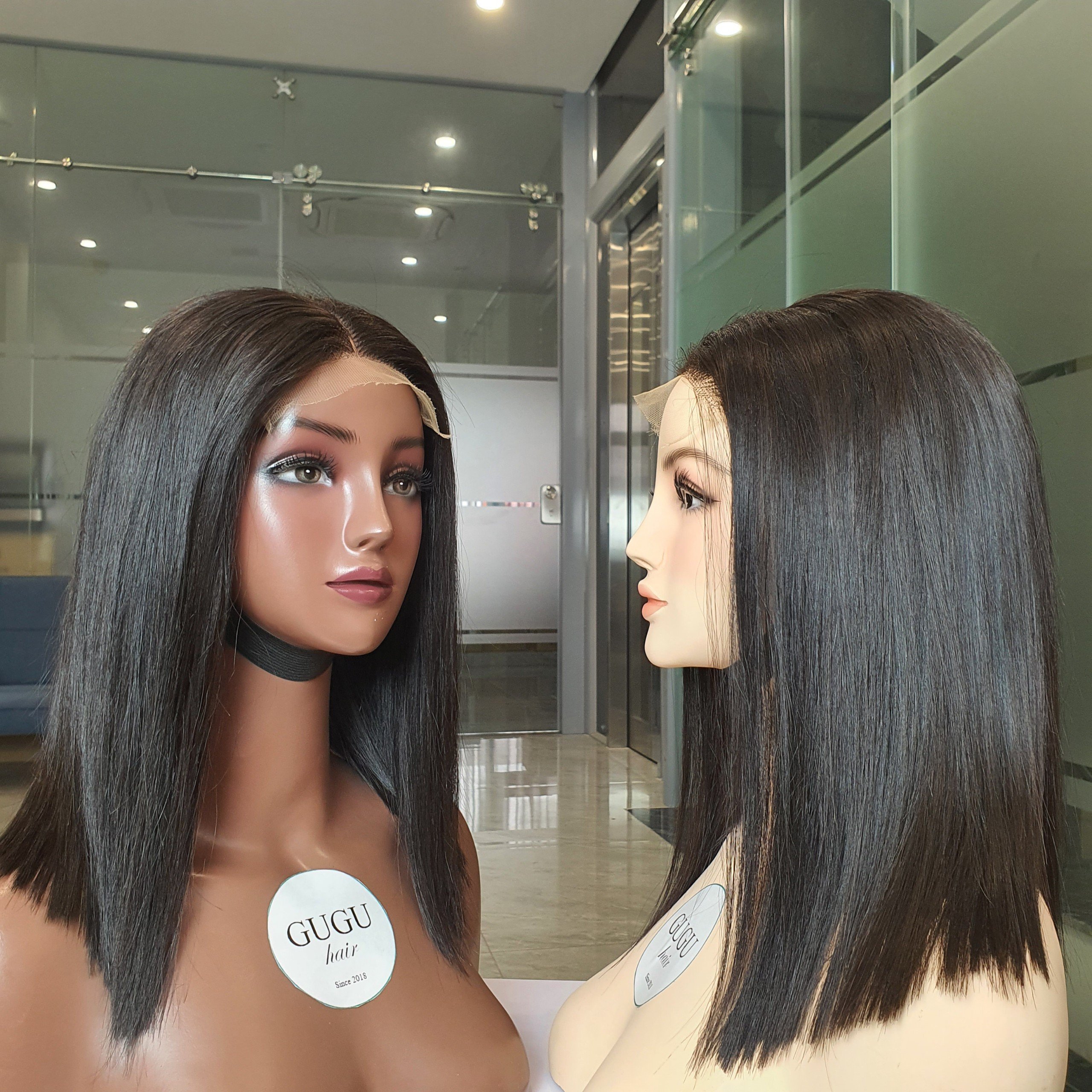 raw vietnamese hair bob sdd bone straight hair with frontal hd lace closure wigs for black women