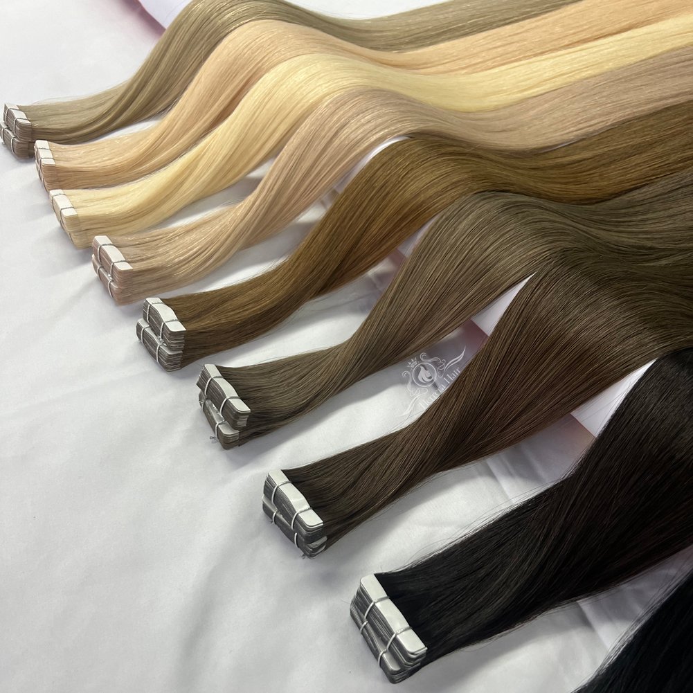 Ombre Tape Ins Real Raw 100% Human Hair Extensions Virgin Remy Russian Extensiones Cabello Humano Tape Natural Hair Extensions