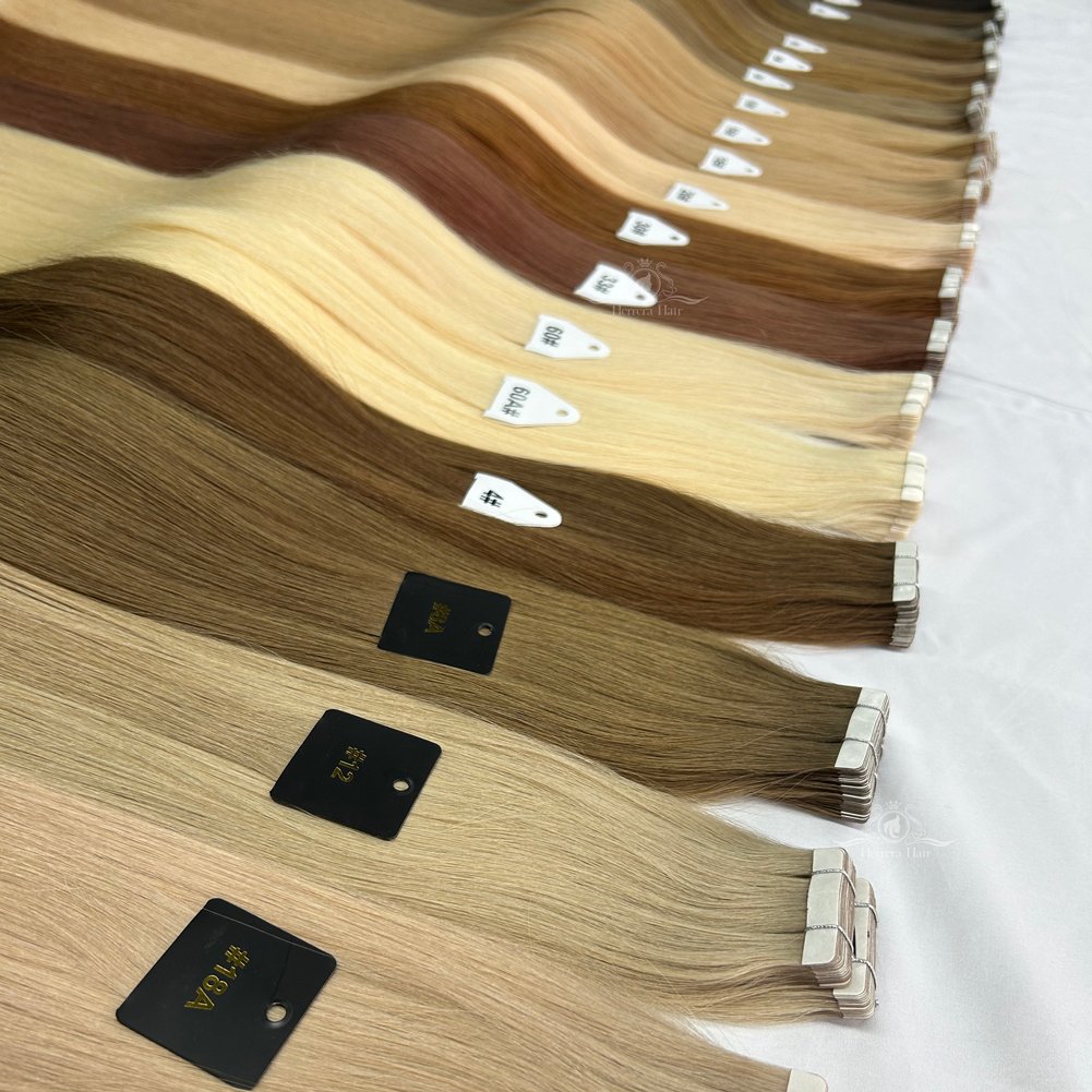 Ombre Tape Ins Real Raw 100% Human Hair Extensions Virgin Remy Russian Extensiones Cabello Humano Tape Natural Hair Extensions