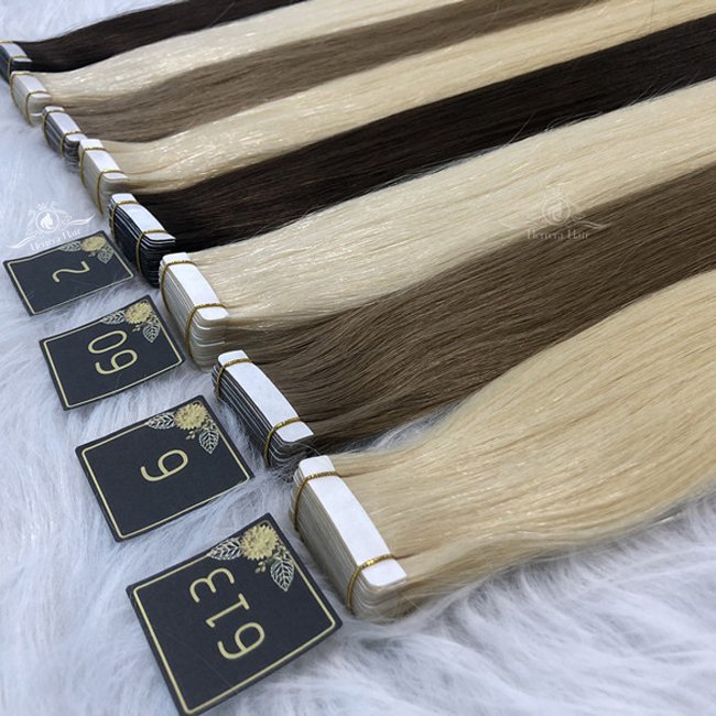 Ombre Tape Ins Real Raw 100% Human Hair Extensions Virgin Remy Russian Extensiones Cabello Humano Tape Natural Hair Extensions