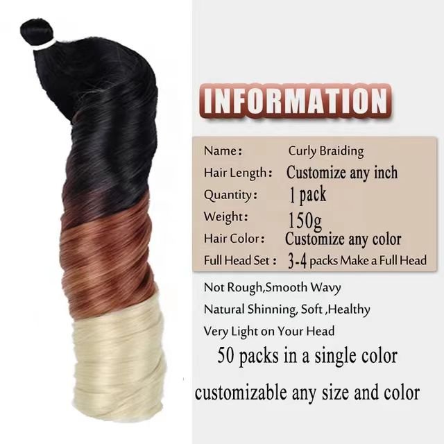 Wholesale Curly spiral Curly Wave braid synthetic hair accessory extension Loose wave French hair high temperature fiber xuchang
