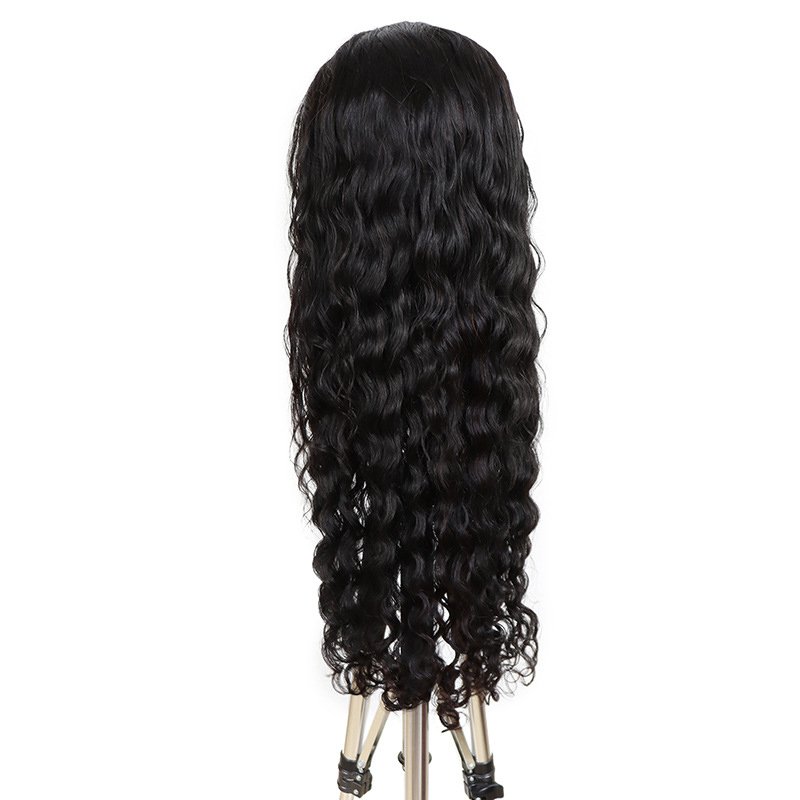 Factory Price Black Loose Wave Wig With 13*4 HD Swiss Lace Frontal Remy Unprocessed Hair Glueless Wig Natural Black Human Hair