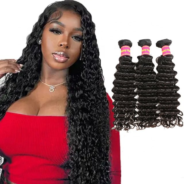 Ali Queen Deep Wave Brazilian Hair Weave Bundles Remy Hair Weaving 10"-30" Human Hair Extension Natural Color