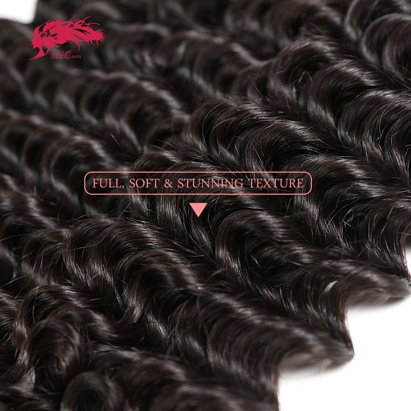 Ali Queen Deep Wave Brazilian Hair Weave Bundles Remy Hair Weaving 10"-30" Human Hair Extension Natural Color