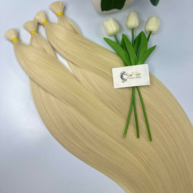 Best Selling #613 Colour Straight Raw Unprocessed Cutilcle Aligned Bulk Hair 100% Human Hair Extensions with Factory Price