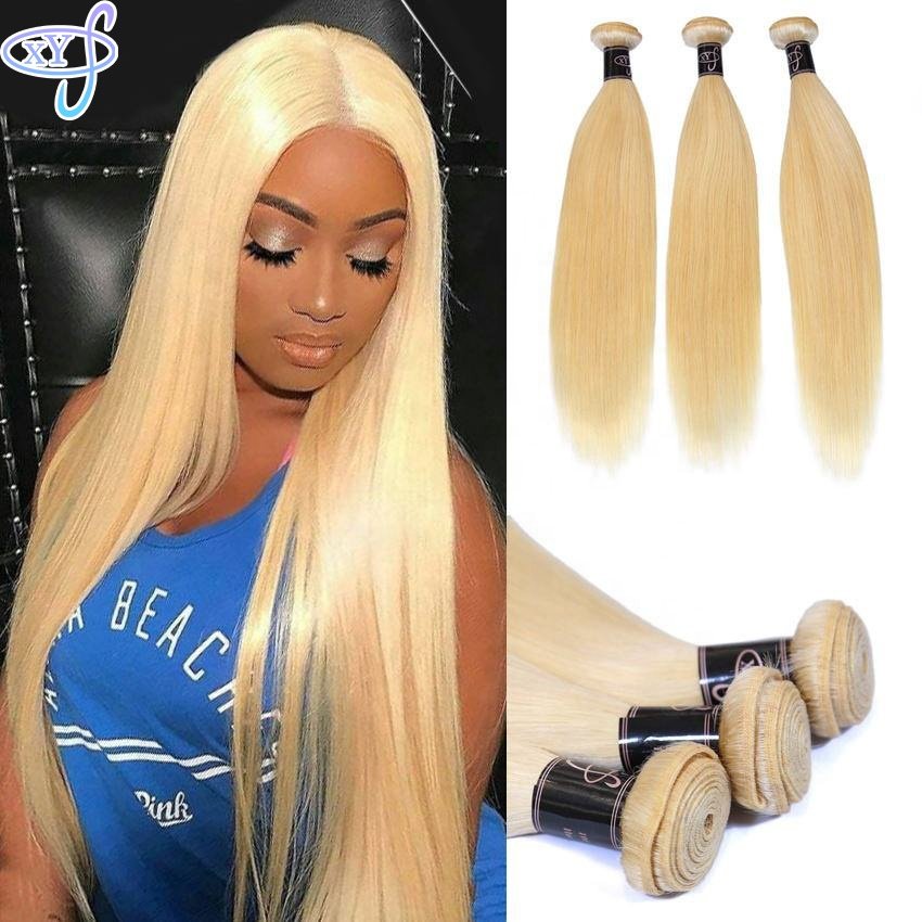 XYS Cheap Raw Remy Virgin Hair Human 613 Straight Bundles, Cuticle Aligned 613 Blonde Unprocessed Human Hair Extension