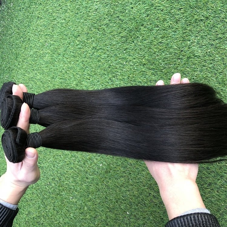 Wholesale straight Indian 100% virgin hair weft natural color human hair extensions