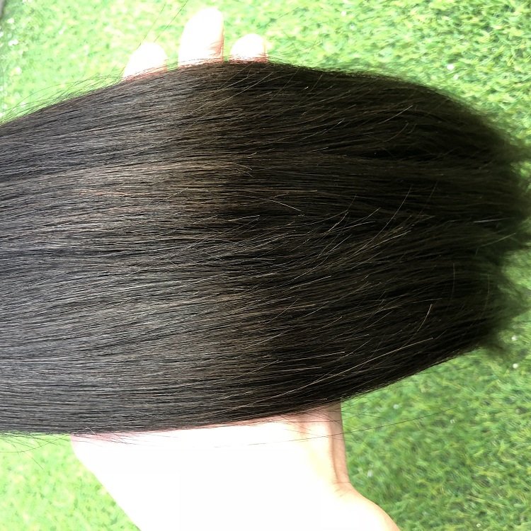 Wholesale straight Indian 100% virgin hair weft natural color human hair extensions
