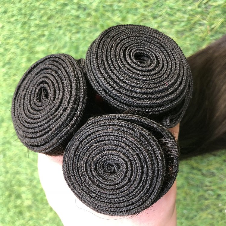 Wholesale straight Indian 100% virgin hair weft natural color human hair extensions