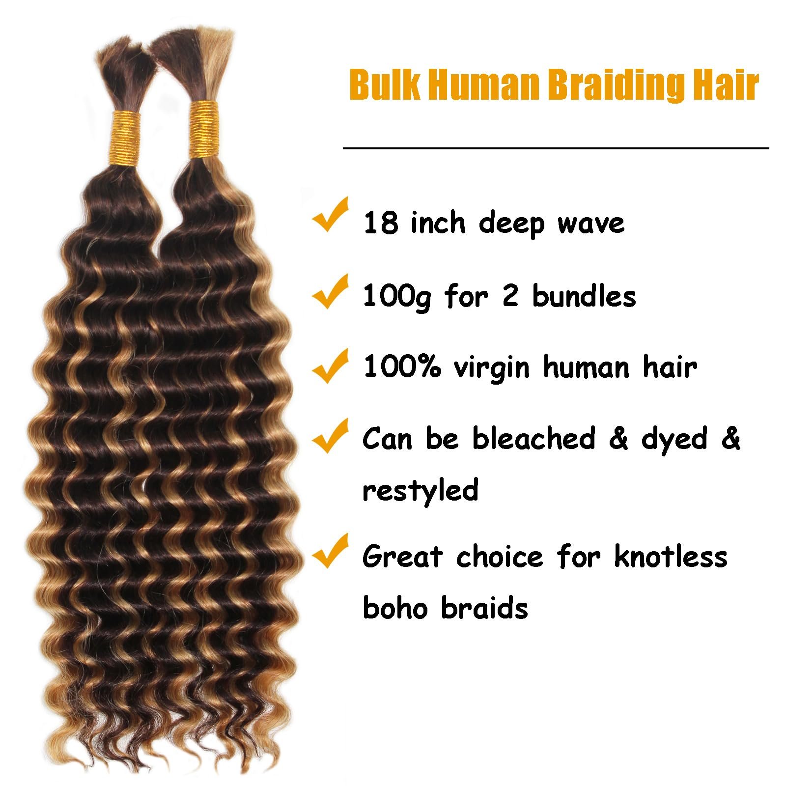Human Braiding Hair Deep Wave Bulk No Weft Curly Human Hair For Boho Braids 100 Percent Human Hair For Braiding
