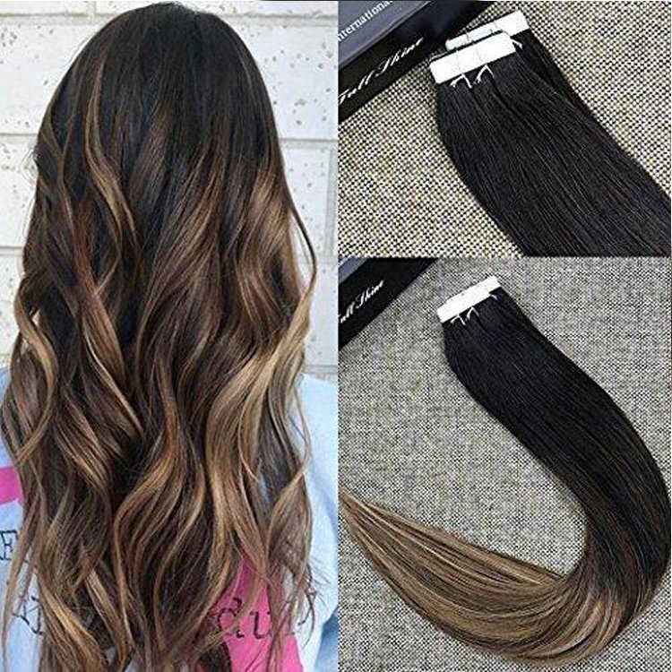 Wholesale bundle cuticle aligned hair vendor 10A grade ombre tape hair extension Two tone color hair