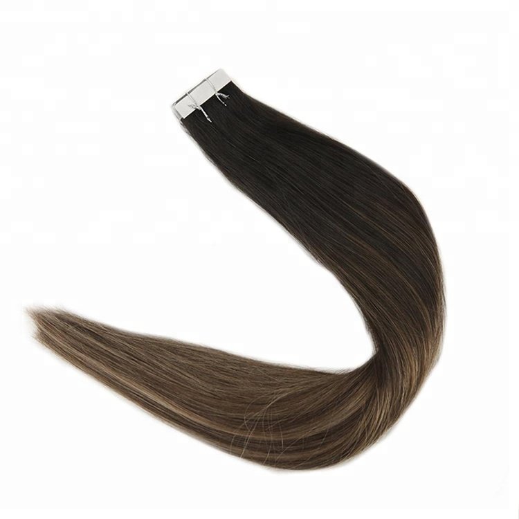 Wholesale bundle cuticle aligned hair vendor 10A grade ombre tape hair extension Two tone color hair