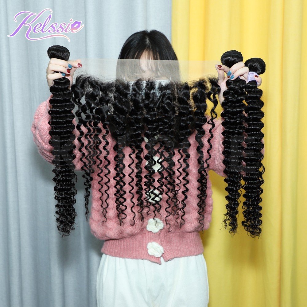 Double Drawn 12a Deep Wave 10a 100% Human Hair Bundle,Free Sample Double Weft Natural Human Hair Extension,hair Weft Extension