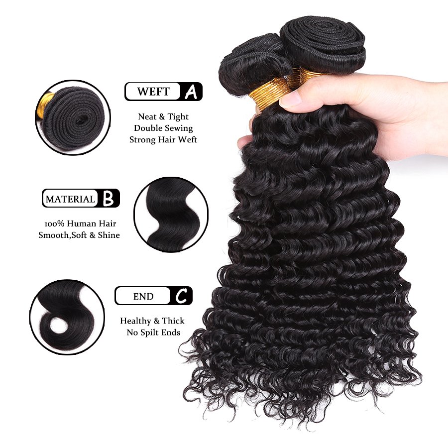 Brazilian Deep Curly Bundles 100g/ Piece Unprocessed Virgin Human Hair Extension Natural Color Hair Weaving