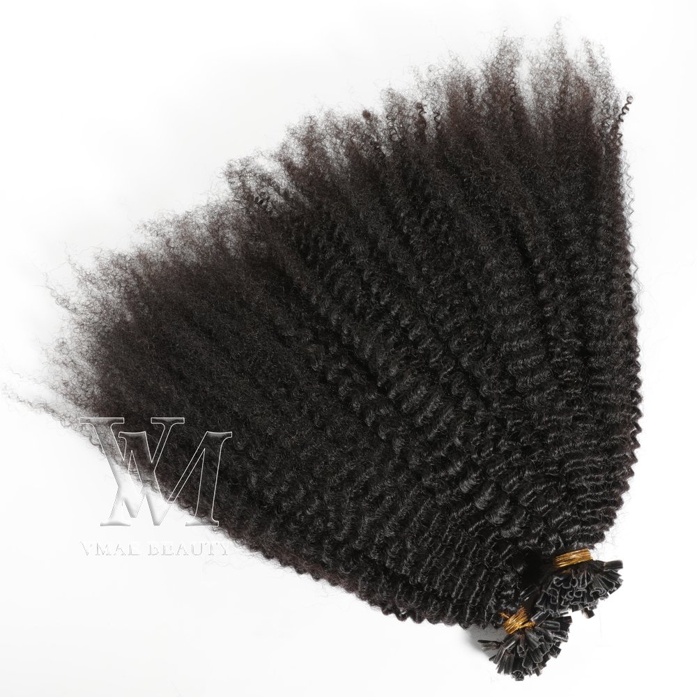 VMAE Prebonded Cuticle Aligned Virgin Human U Tip Hair Extensions Natural Color Afro Kinky Curly Mongolia 100g 4A 4B 4C 1 Piece