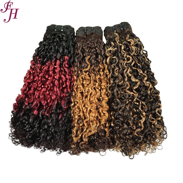 FH 10"-22" Double Drawn Cuticle Aligned Brazilian Hair Bundles Funmi Pixie Curly Virgin Human Hair Extension Weft