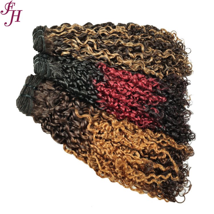 FH 10"-22" Double Drawn Cuticle Aligned Brazilian Hair Bundles Funmi Pixie Curly Virgin Human Hair Extension Weft