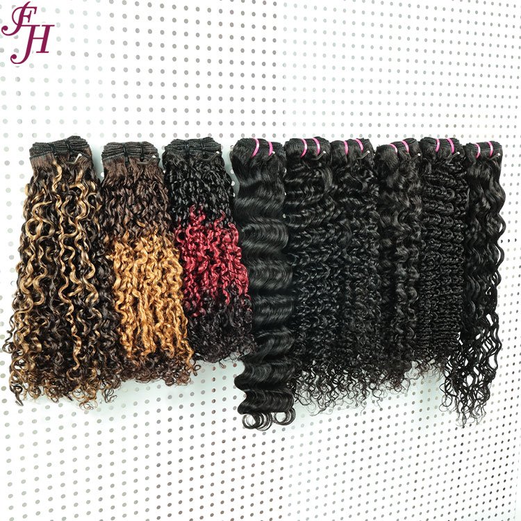 FH 10"-22" Double Drawn Cuticle Aligned Brazilian Hair Bundles Funmi Pixie Curly Virgin Human Hair Extension Weft
