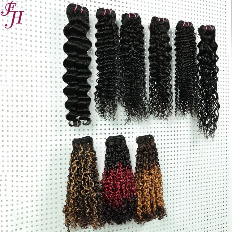 FH 10"-22" Double Drawn Cuticle Aligned Brazilian Hair Bundles Funmi Pixie Curly Virgin Human Hair Extension Weft