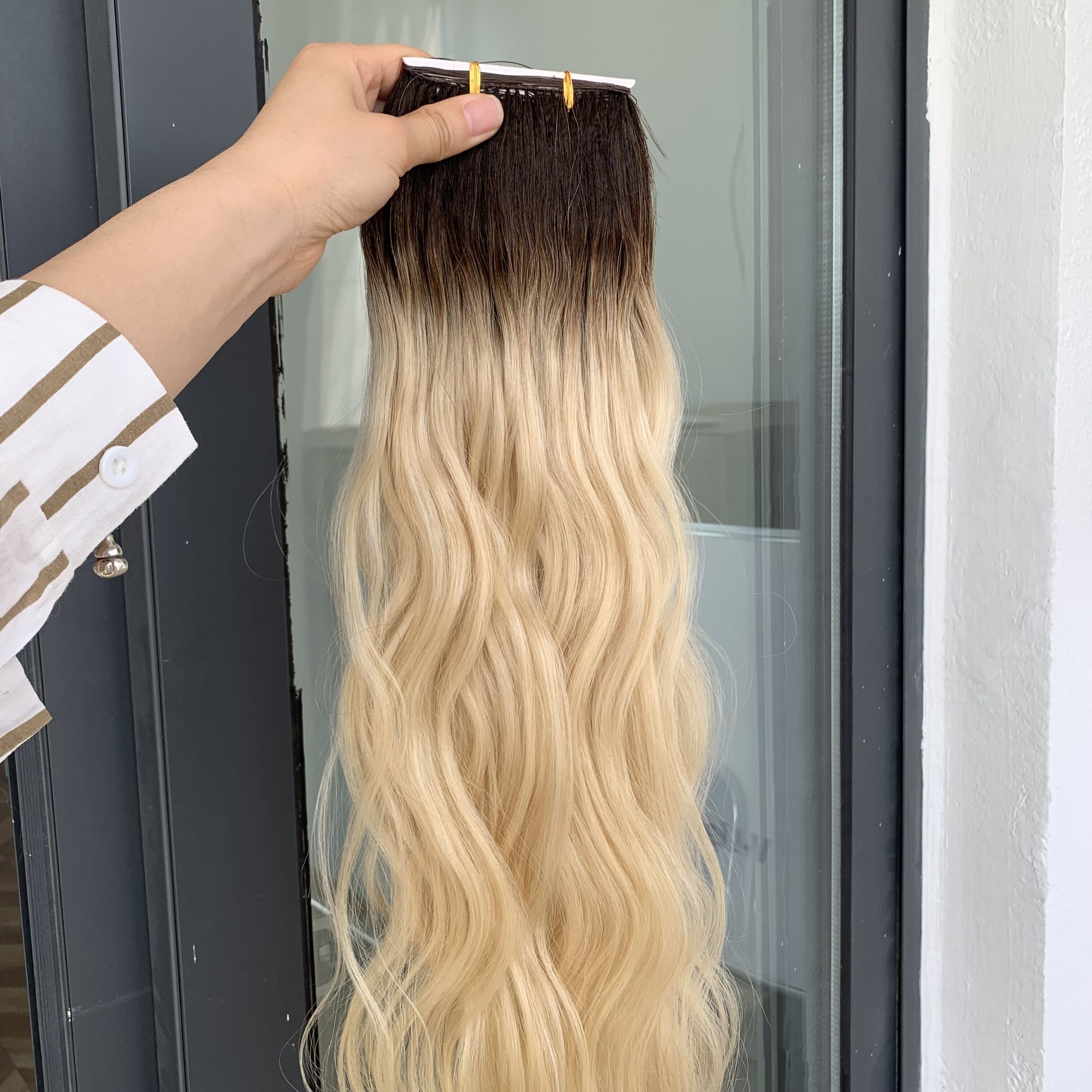 Invisible Micro Feather Weft Natural Hair Extension Human Peruvian Large Stock 100% Cuticle Aligned Last 1-2years Brazilian Hair