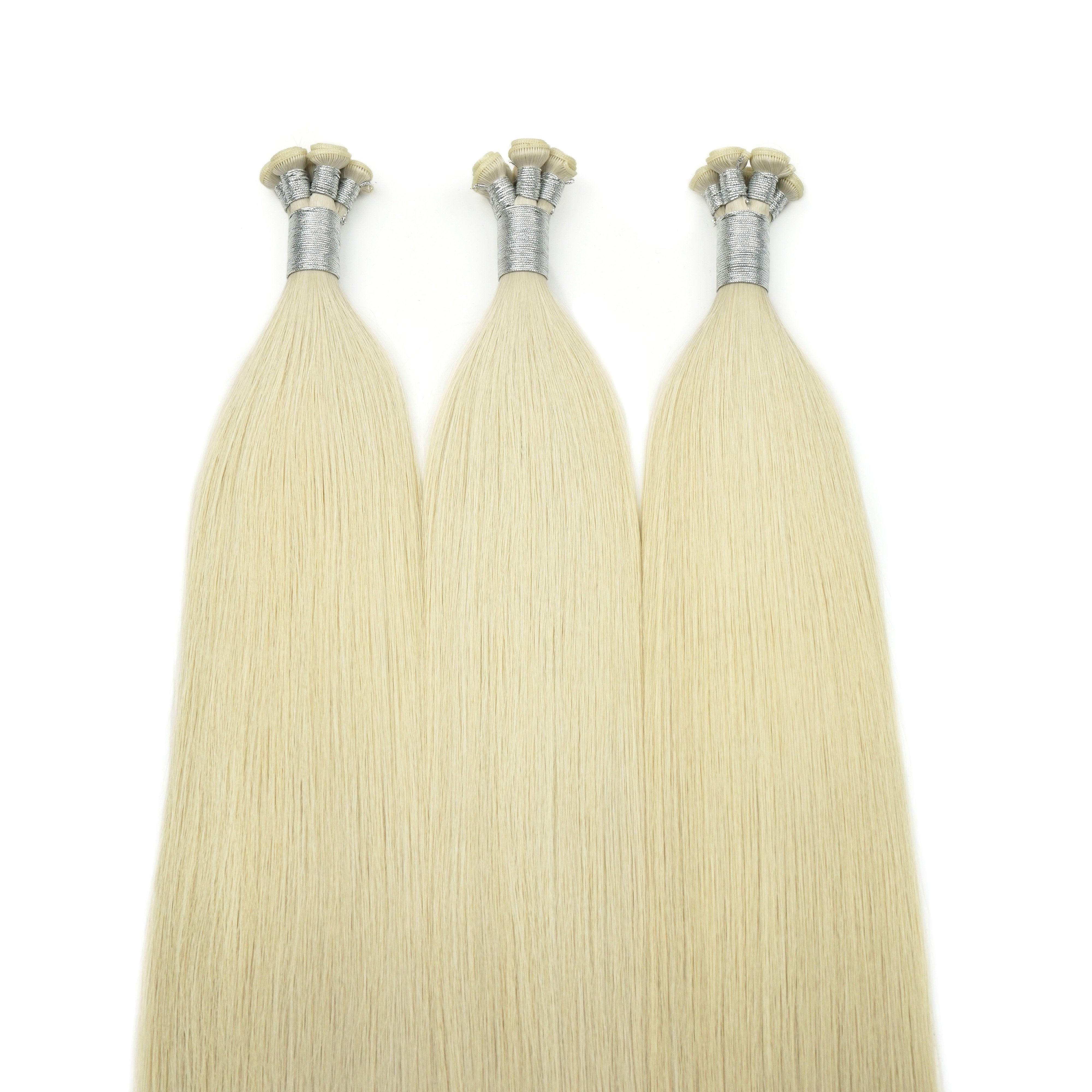 100% Unprocessed New Design Full Cuticle Aligned Hair Blonde Color Virgin Genius Weft Hand Tied Weft Extension
