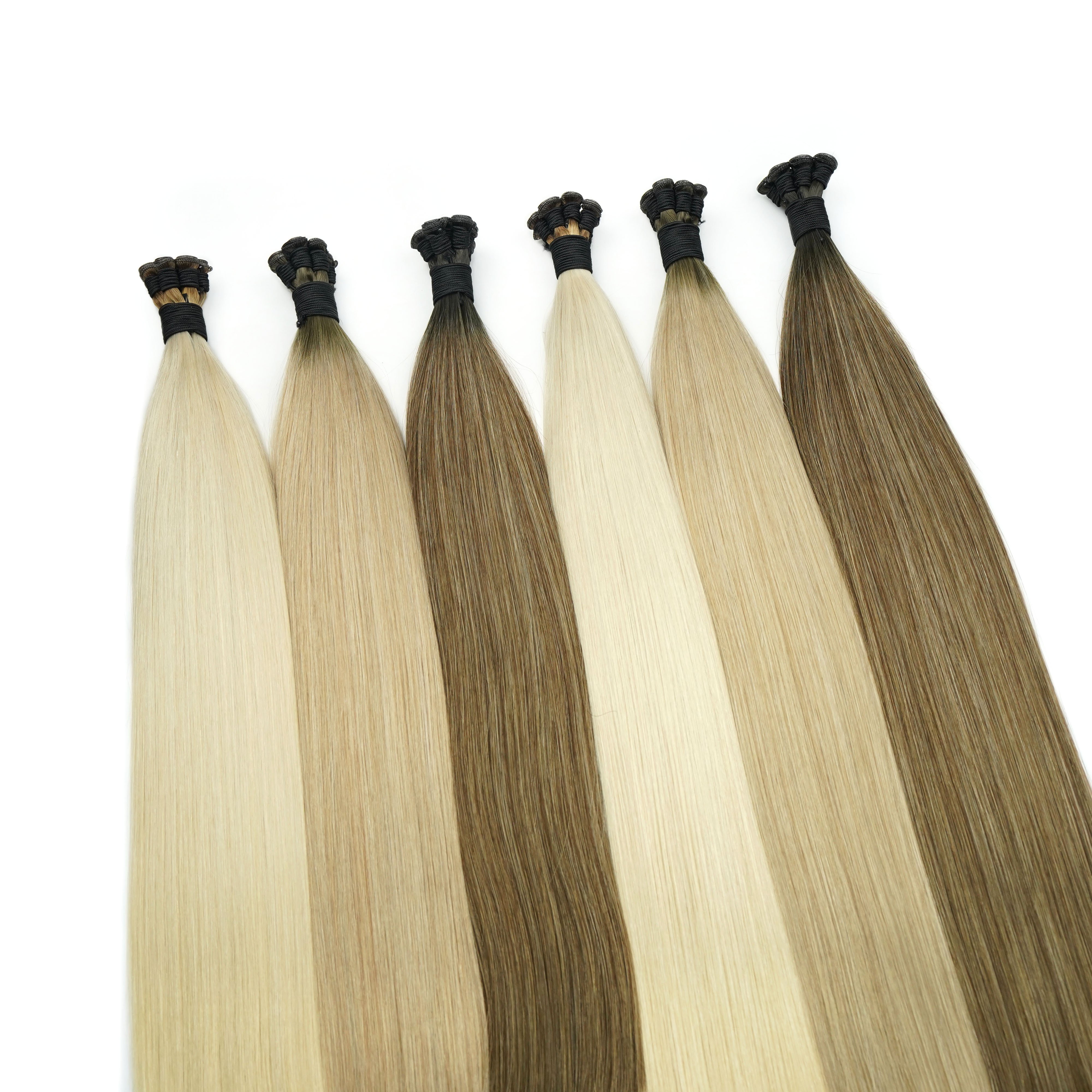 100% Unprocessed New Design Full Cuticle Aligned Hair Blonde Color Virgin Genius Weft Hand Tied Weft Extension