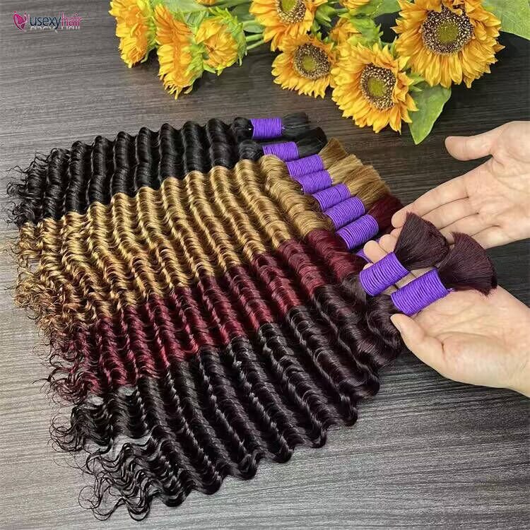 Ombre Braiding Human Hair Bulk No Weft Color Water Wave Wholesale Brazilian 100% Human Remy Hair Extension Cuticle Aligned bulk