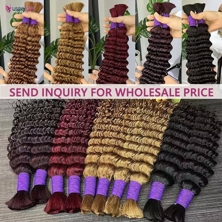 Ombre Braiding Human Hair Bulk No Weft Color Water Wave Wholesale Brazilian 100% Human Remy Hair Extension Cuticle Aligned bulk