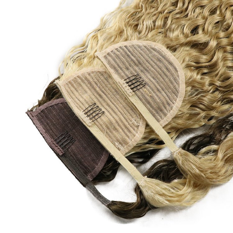 Wholesale 12a Top Quality Natural Remy Cuticle Aligend Ponytail Human Hair Extensions