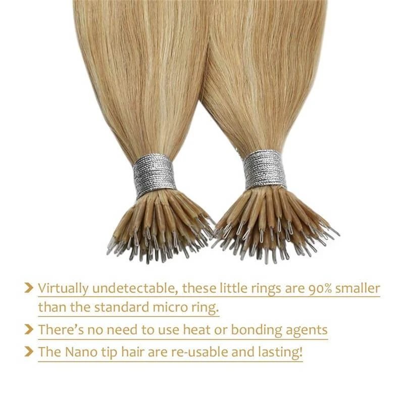 Wholesale virgin top quality remy human hair extension nano ring tip hair extension