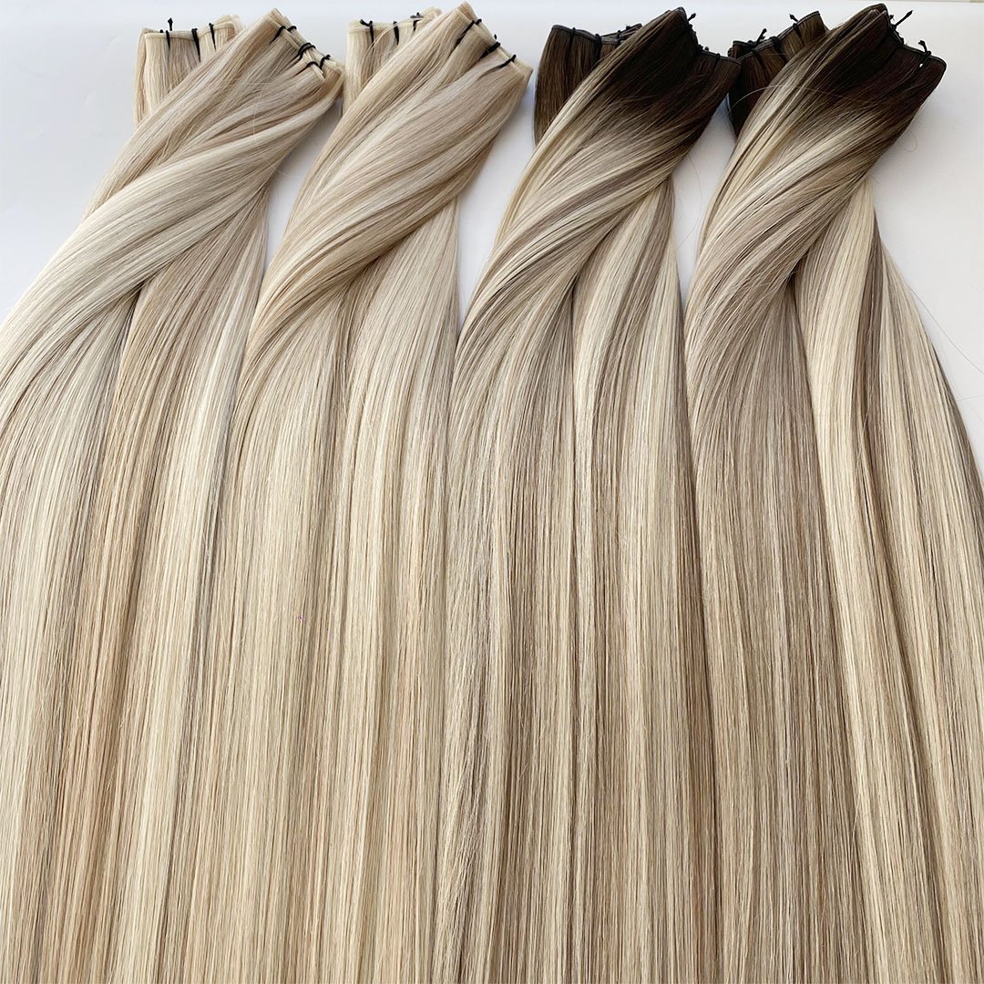 Free logo package available Salon Quality Handtied Wefts Invisible Genius Weft Human Hair Extensions