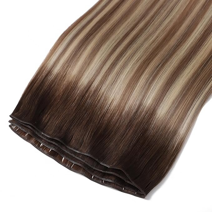 #T4/8A/60 European Invisible Genius Weft Colored Real Raw Virgin Human Hair Extensions Remy Brazilian Indian hand tied weft