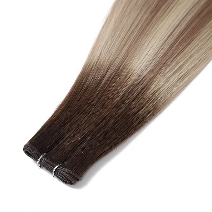 #T4/8A/60 European Invisible Genius Weft Colored Real Raw Virgin Human Hair Extensions Remy Brazilian Indian hand tied weft