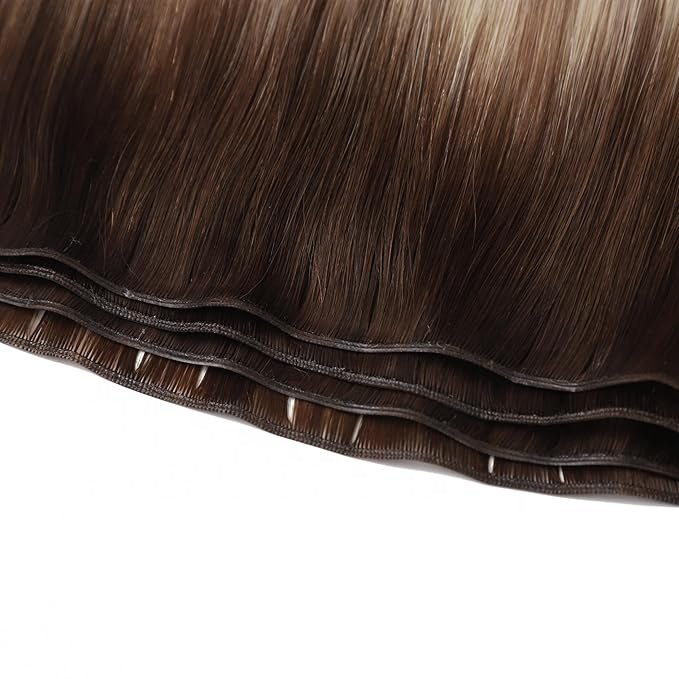 #T4/8A/60 European Invisible Genius Weft Colored Real Raw Virgin Human Hair Extensions Remy Brazilian Indian hand tied weft