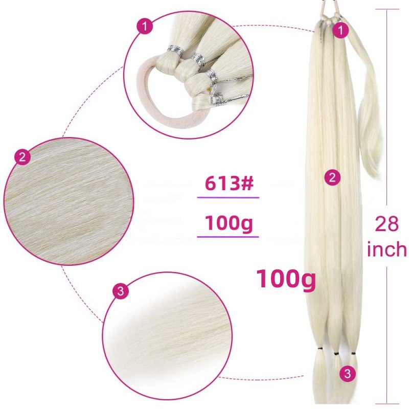 28inch Brown Braid Ponytail Extensions Synthetic Boxing Braids Wrap Around Chignon Tail With Rubber Band