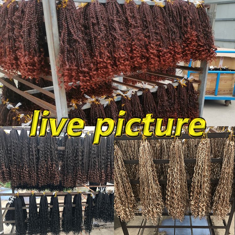 Julianna Wholesale 14 18 Inch Curly Ends Pre-looped Goddess Bohemian Boho Box Braid Crochet Braids Hair for Black Women