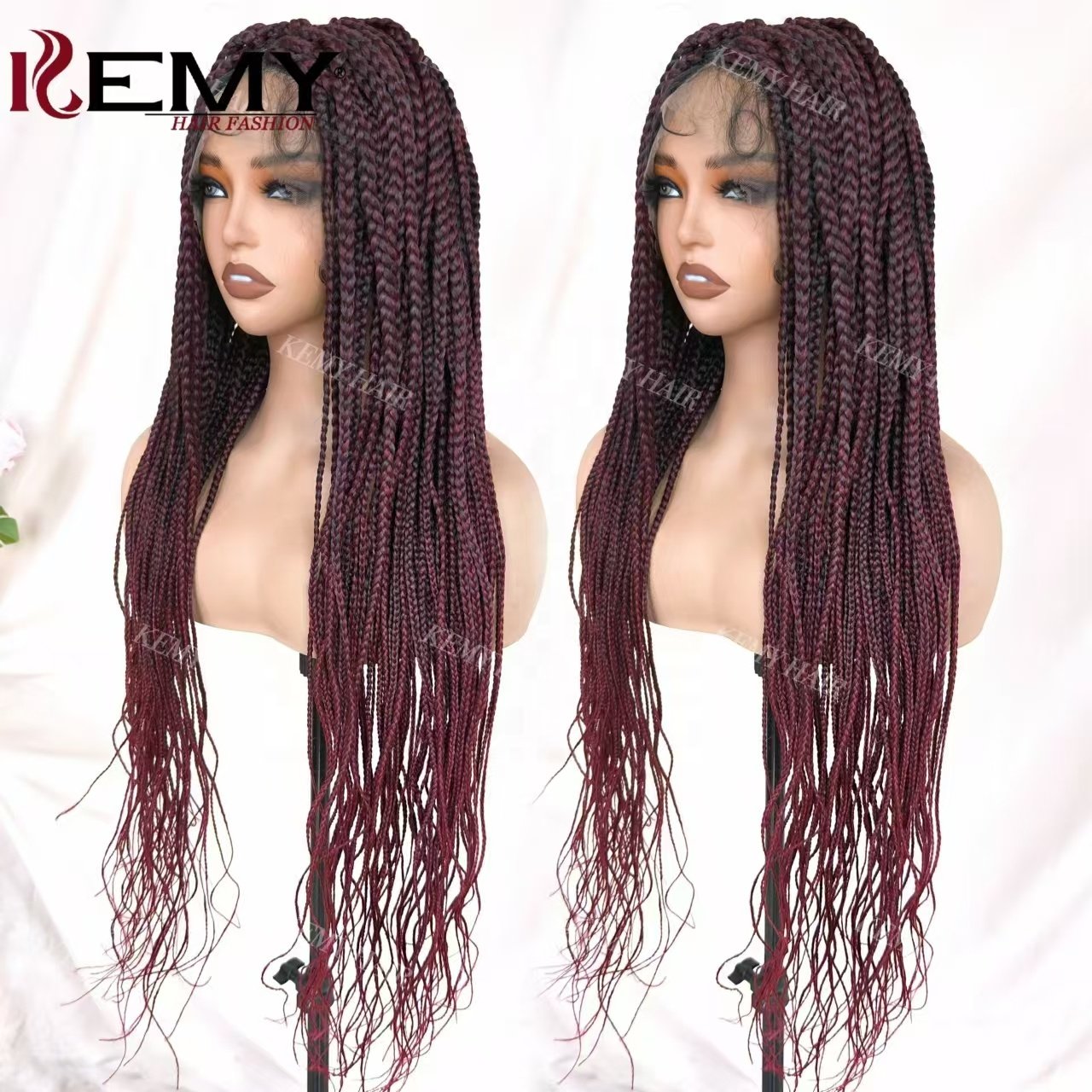 Wholesale Synthetic Wigs HD Full Lace Front Box Braided Hair Extension Synthetic Fiber Brais Wig for Black Women