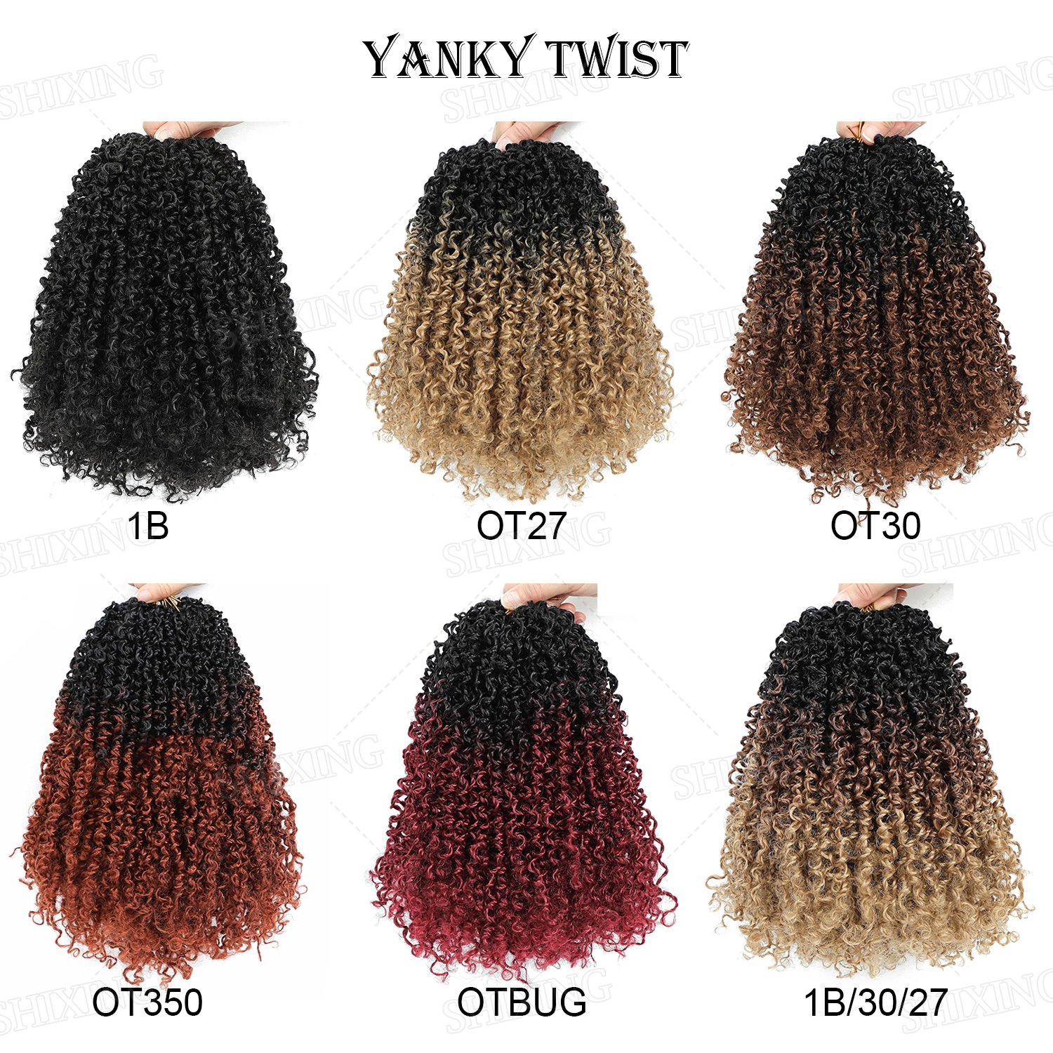 Ombre Color Yanky Twist Crochet Braiding Hair with Curls Yanky Twist Braids Synthetic Hair Extensions for Women