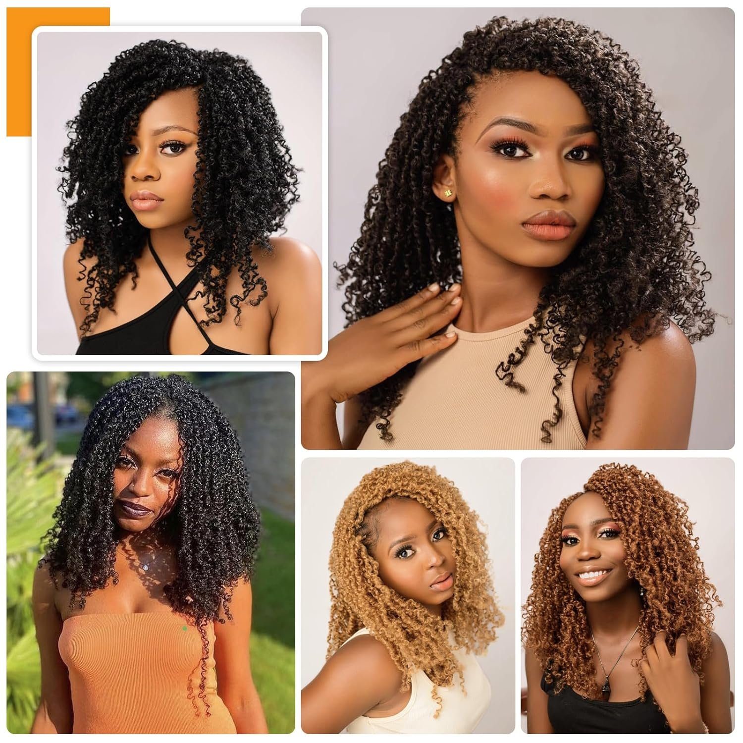Ombre Color Yanky Twist Crochet Braiding Hair with Curls Yanky Twist Braids Synthetic Hair Extensions for Women