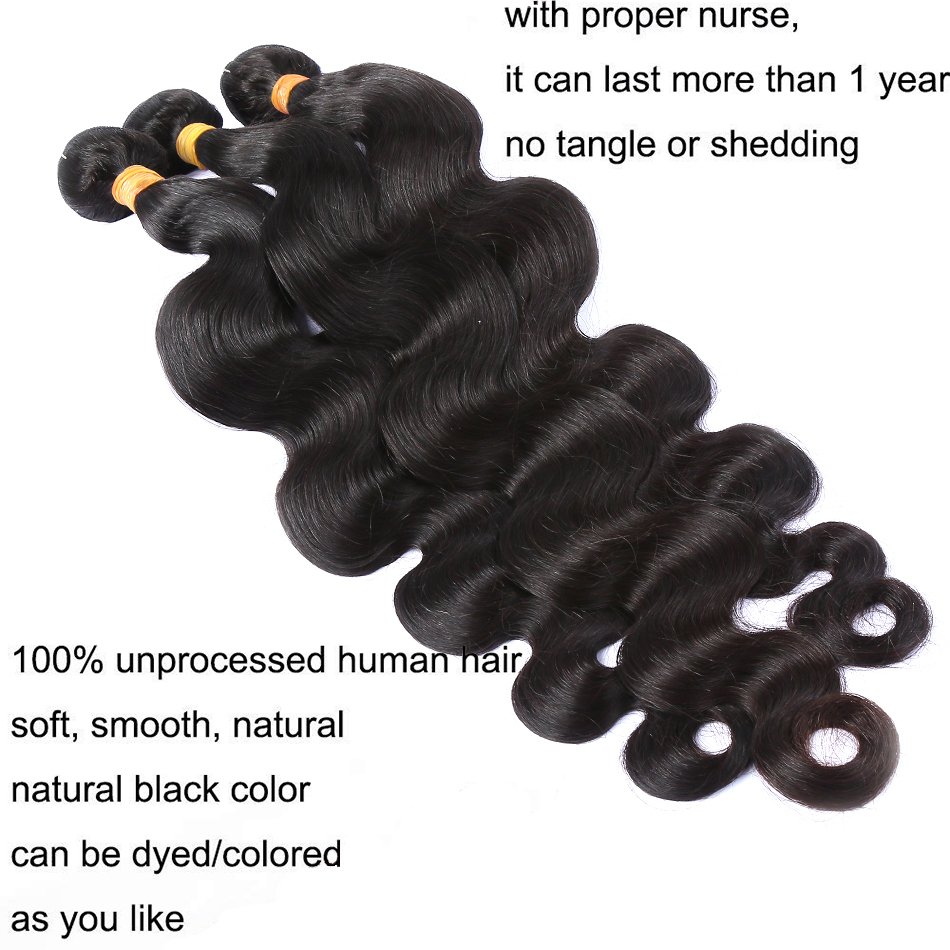Indian Virgin Human Hair Weaves And Wigs,10a Body Wave Raw Hair Extensions Bundle With Lace Closure or Frontal With Baby Hair