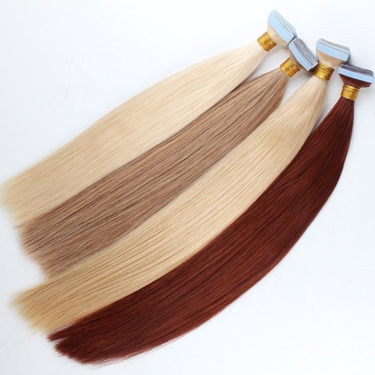 Factory Wholesale Tape In Hair Extensions 100% raw remy russian human Hair double drawn tape ins