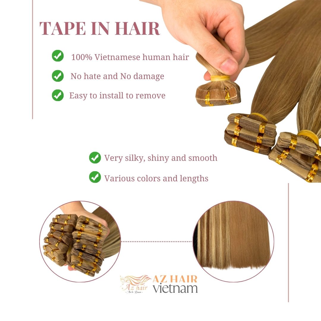 Full Size And Length 100 Grams Tape In Hair Extensions Best Selling Luxury Raw Vietnamese Hair Trending Color