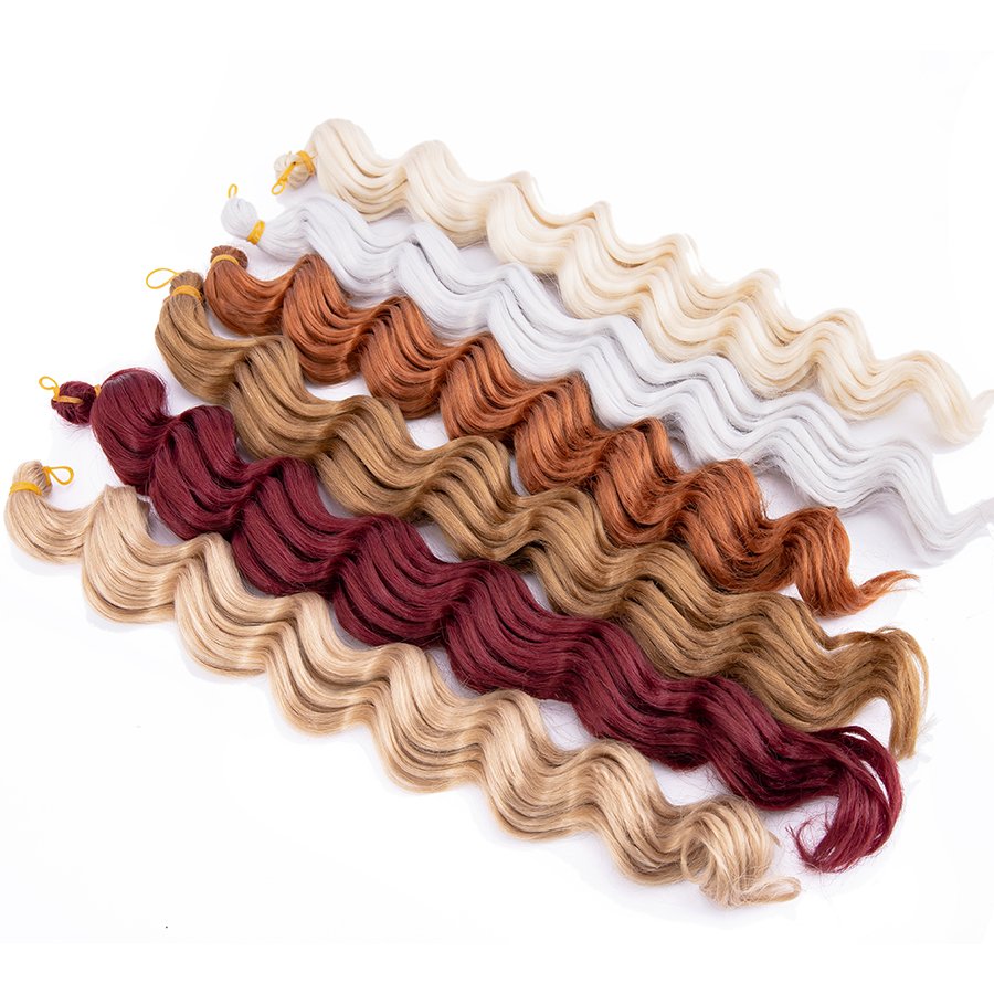 AliLeader Synthetic Crochet Curly Hair 18 Inch Deep Wave Braid Hair Ombre Large Wave Braiding Hair Extensions for Braids