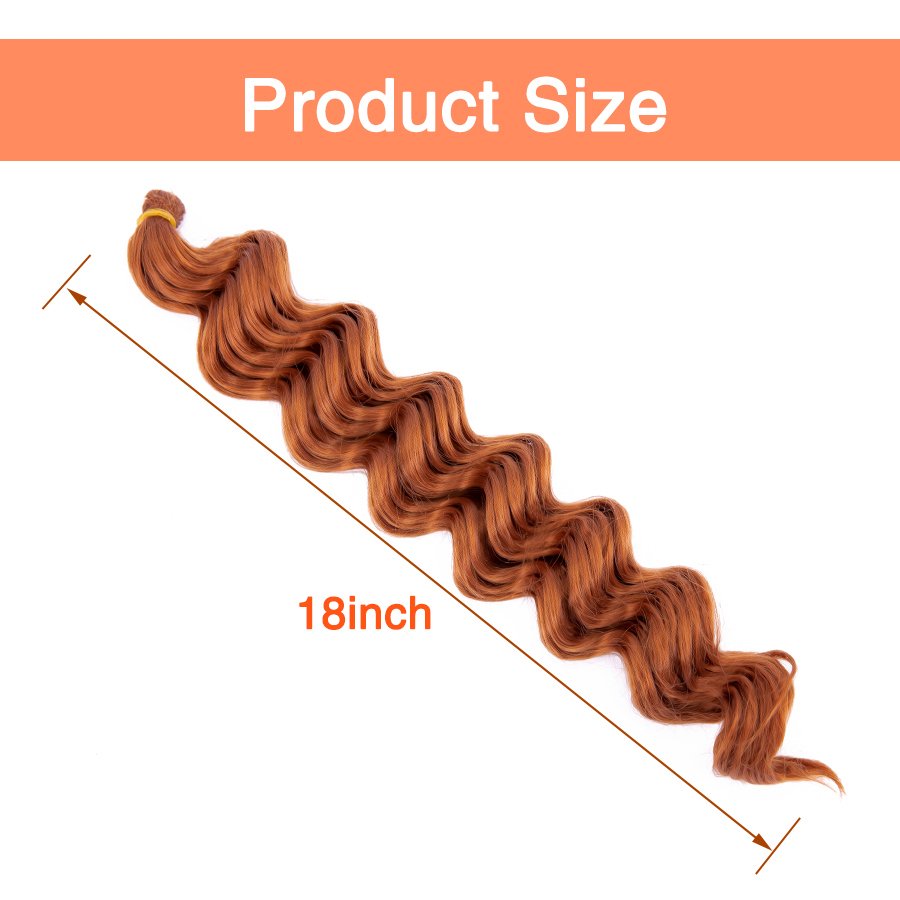 AliLeader Synthetic Crochet Curly Hair 18 Inch Deep Wave Braid Hair Ombre Large Wave Braiding Hair Extensions for Braids